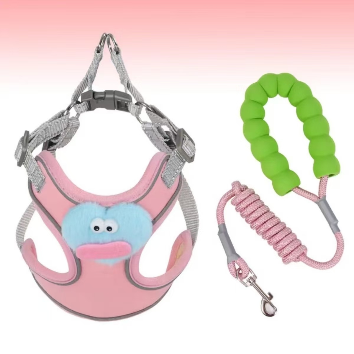 Dog leash cute chest and back explosion-proof punch line outdoor small and medium-sized dog multifunctional dog leash training dog special use