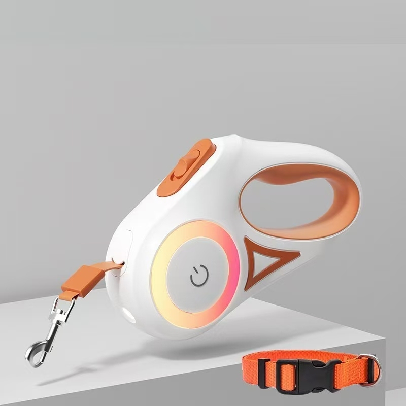 Dog Lighted Leash Explosion Proof Punch with Lights Auto Retractable