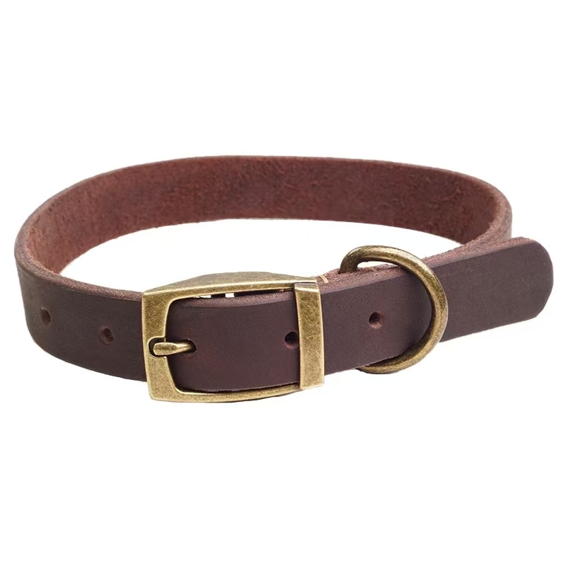 Genuine Cowhide Dog Leash Head Layer Cowhide Large And Small Dogs Pet Collar