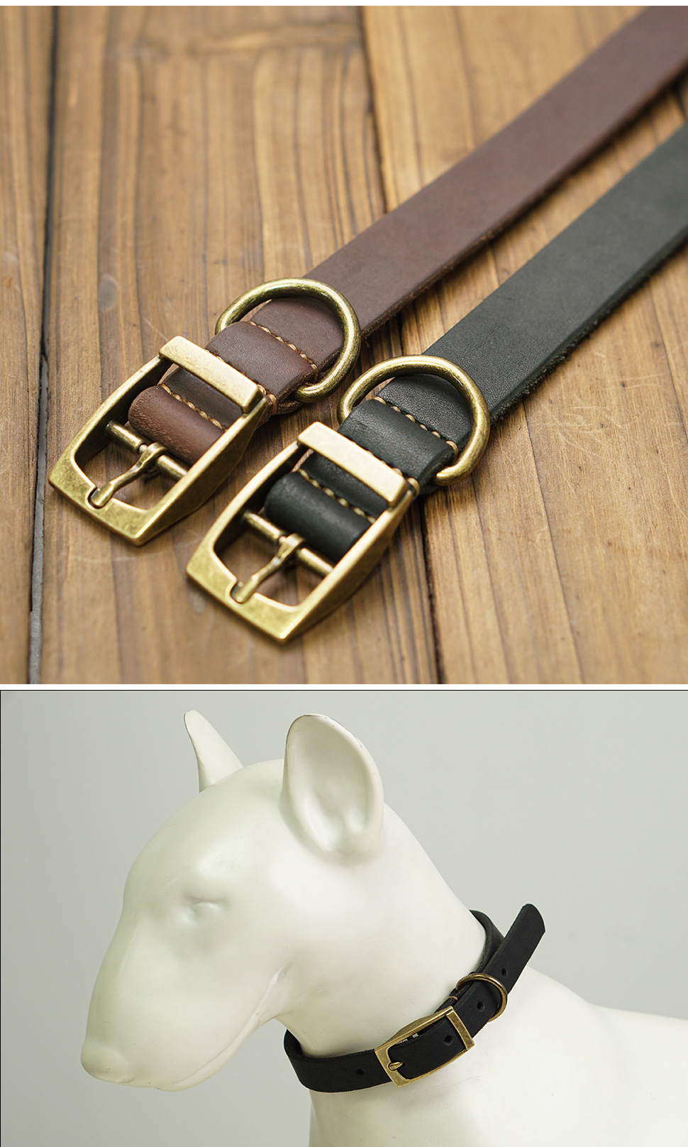 Genuine Cowhide Dog Leash Head Layer Cowhide Large And Small Dogs Pet Collar