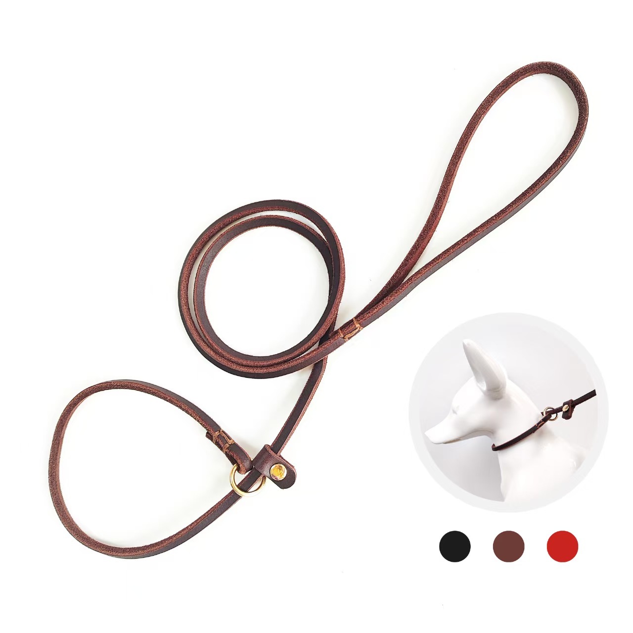 Genuine leather p rope cowhide punch leather 6mm dog training