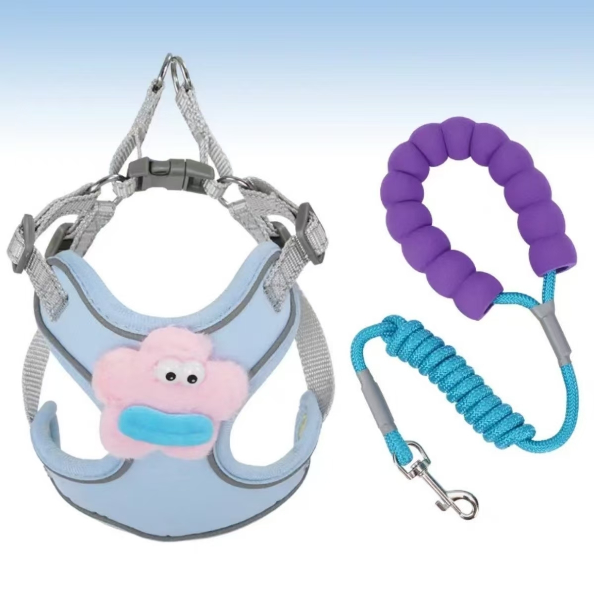 Dog leash cute chest and back explosion-proof punch line outdoor small and medium-sized dog multifunctional dog leash training dog special use