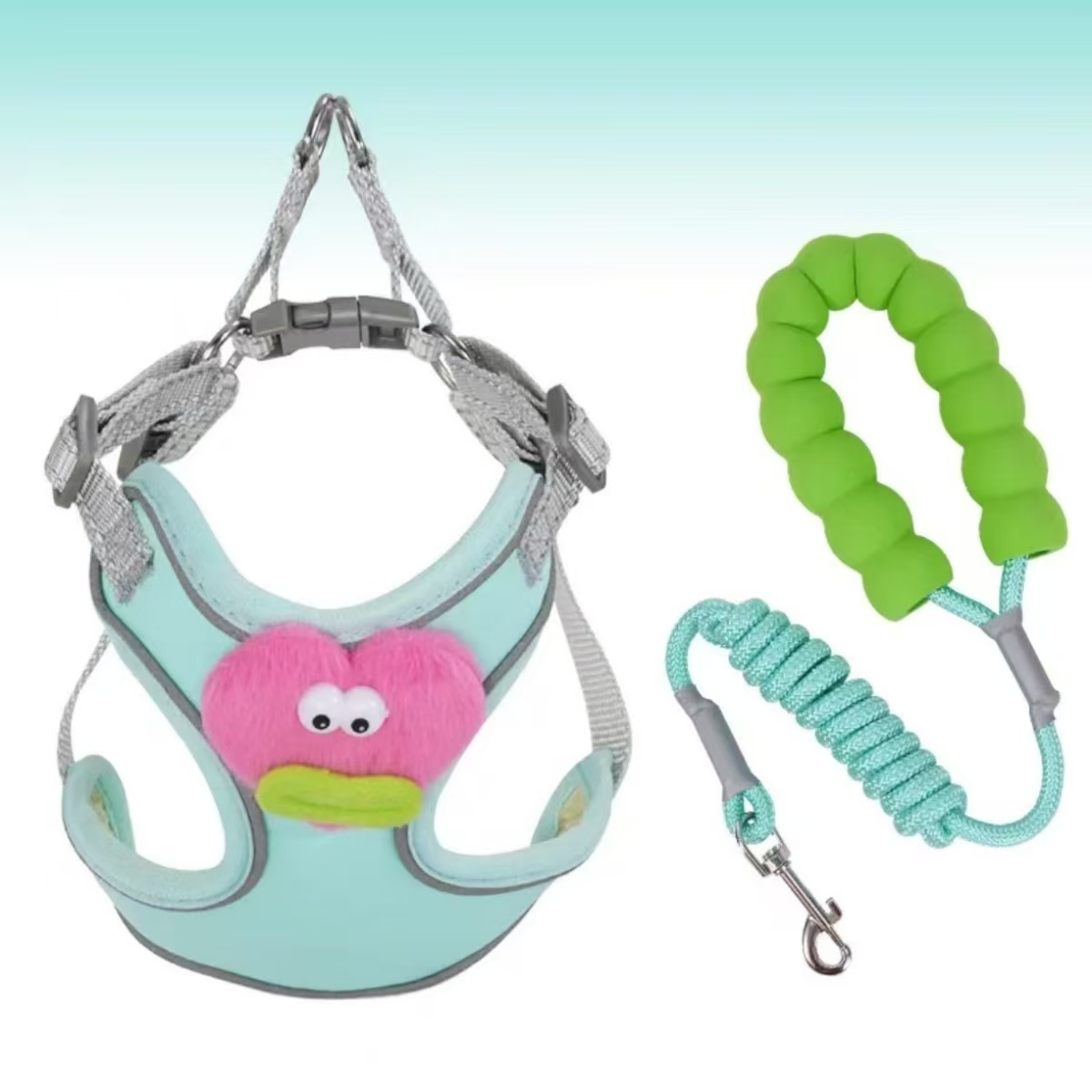 Dog leash cute chest and back explosion-proof punch line outdoor small and medium-sized dog multifunctional dog leash training dog special use
