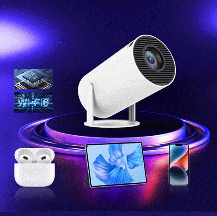 Mini Projector 4K 1080P Support, Portable Projector WiFi6 BT 5.0 Android 11, Smart Projector Auto Horizontal Correction,180°Rotatable Outdoor Movie Projector Compatible with Phone