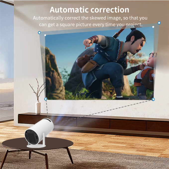 Mini Projector 4K 1080P Support, Portable Projector WiFi6 BT 5.0 Android 11, Smart Projector Auto Horizontal Correction,180°Rotatable Outdoor Movie Projector Compatible with Phone