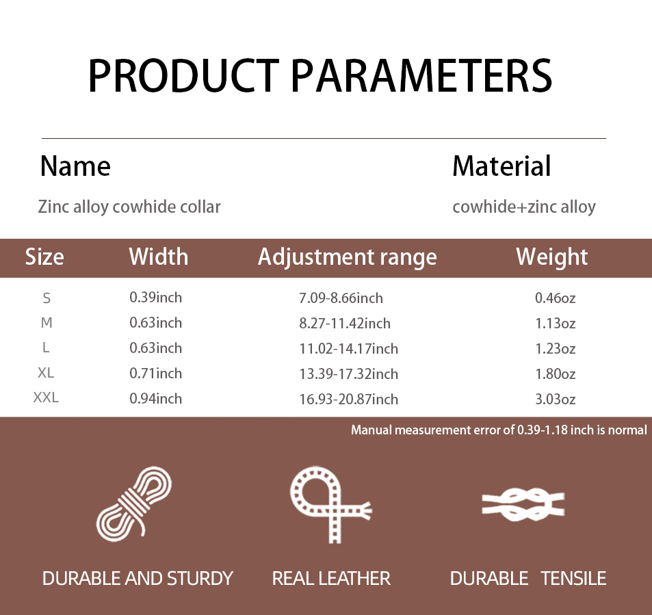 Genuine Cowhide Dog Leash Head Layer Cowhide Large And Small Dogs Pet Collar