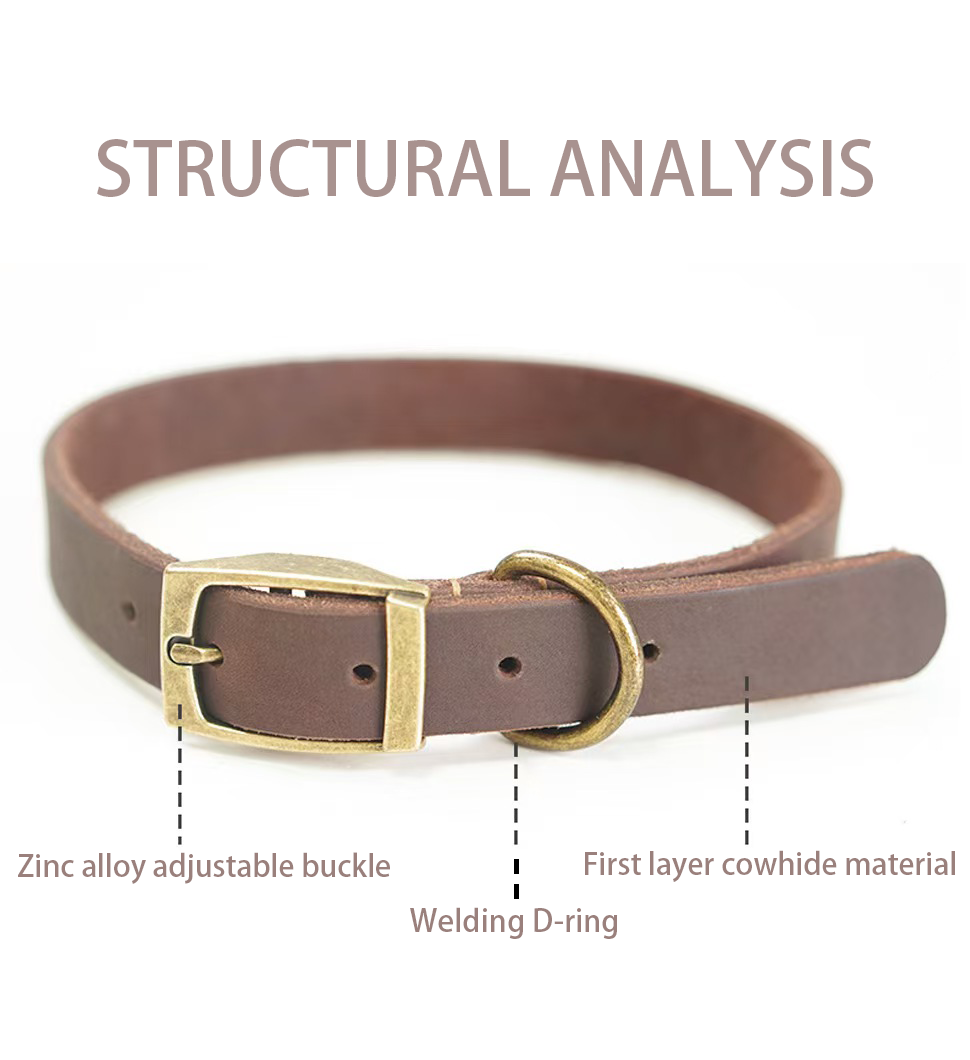 Genuine Cowhide Dog Leash Head Layer Cowhide Large And Small Dogs Pet Collar