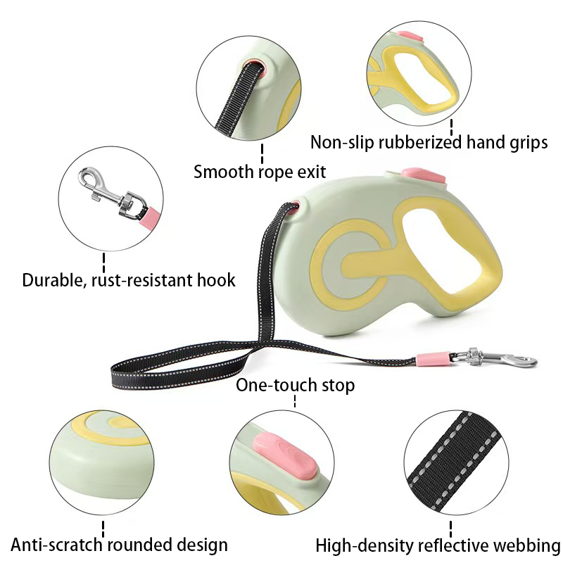 Dog Leash Auto Shrink Wrap Reflective Dog Leash Walking