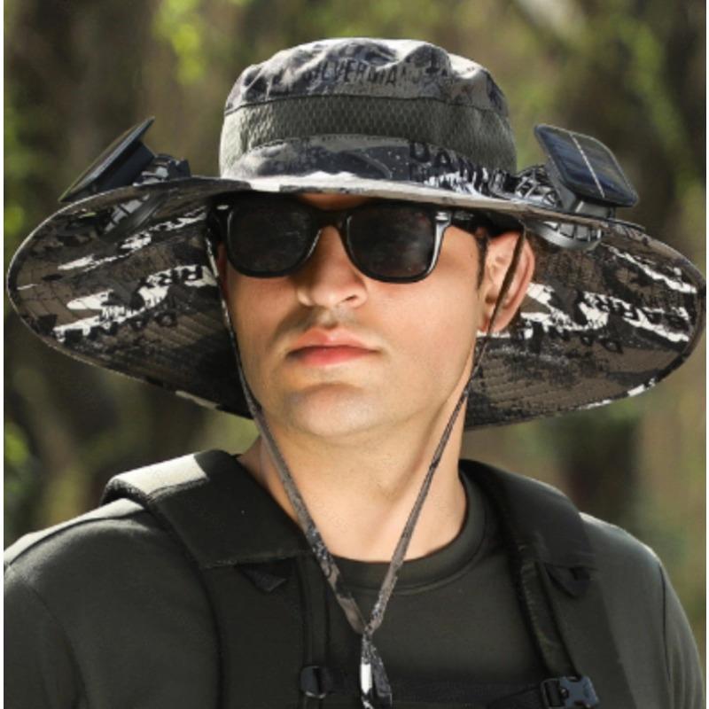 2025 New Solar Fan Outdoor Fishing Hat-Solar Sun Protection Sun Hat with Fan Solar Fan Hat Dual Power Supply Fan Outdoor Fan