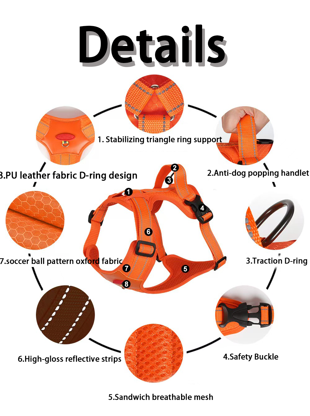 New dog leash explosion-proof punch reflective pet chest and back medium and large dogs