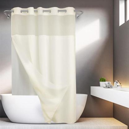 Waffle Pattern Shower Curtain, 1 Count Double Layer Waterproof Bathroom Curtain for Home Decor, Bathroom Accessories Removable Shower Curtain Panels with Snaps, Bathroom Supplies