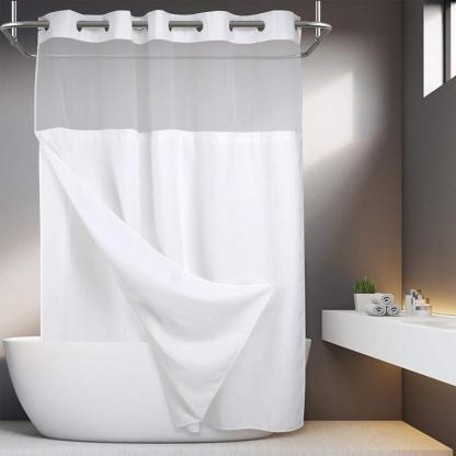 Waffle Pattern Shower Curtain, 1 Count Double Layer Waterproof Bathroom Curtain for Home Decor, Bathroom Accessories Removable Shower Curtain Panels with Snaps, Bathroom Supplies