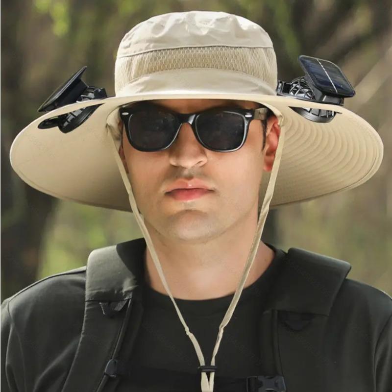 2025 New Solar Fan Outdoor Fishing Hat-Solar Sun Protection Sun Hat with Fan Solar Fan Hat Dual Power Supply Fan Outdoor Fan