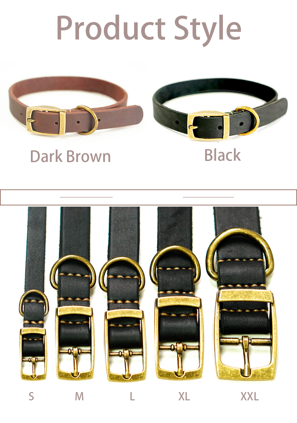 Genuine Cowhide Dog Leash Head Layer Cowhide Large And Small Dogs Pet Collar