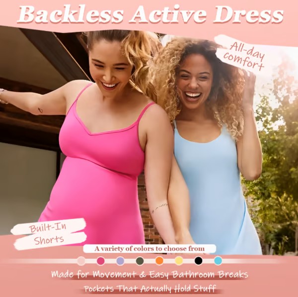The Ultimate Tummy Control Backless Active Dress -Made for Movement & Easy Bathroom Breaks