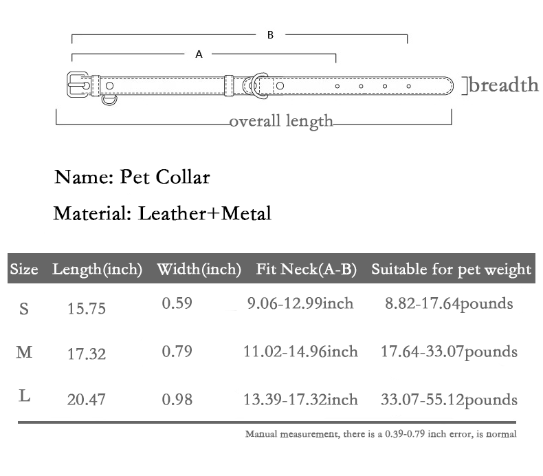 Colorblocked Leather Pet Collar For Small & Medium Dogs