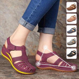 Women Comfy Hook Loop Wedges Walking Bunion Corrector Orthopedic Sandal Shoe