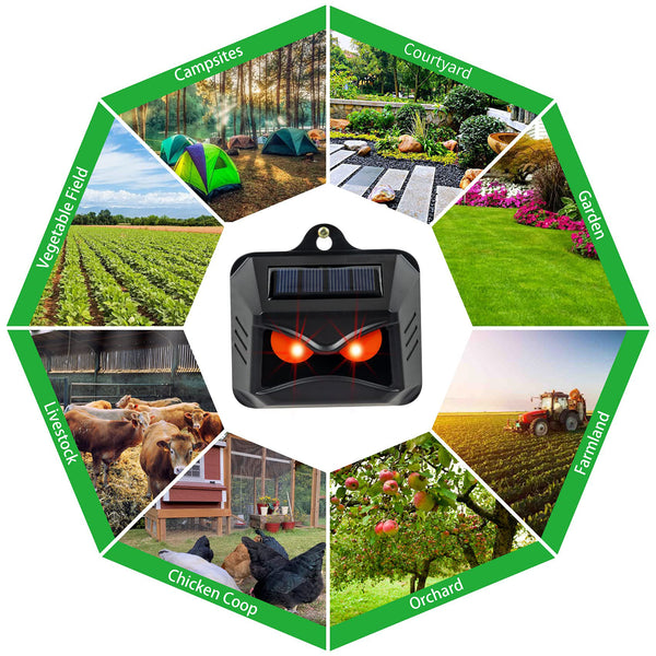 Solar Nocturnal Red LED Lights Animal Repeller