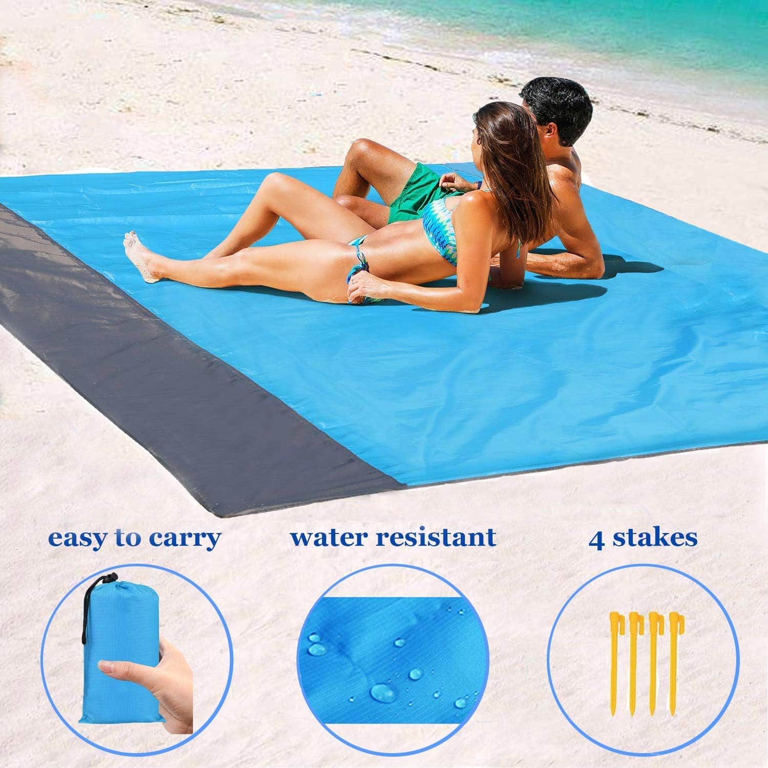 Beach Blanket Sand Proof, Extra Large Beach Mat Outdoor Picnic Blanket Waterproof Foldable Picnic Mat