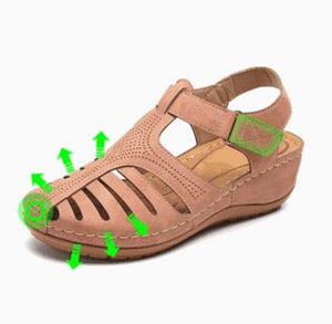 Women Comfy Hook Loop Wedges Walking Bunion Corrector Orthopedic Sandal Shoe
