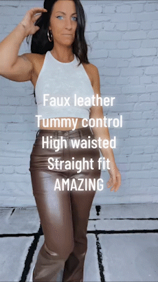 Faux Leather High Rise Straight Pants 16 30 2 1