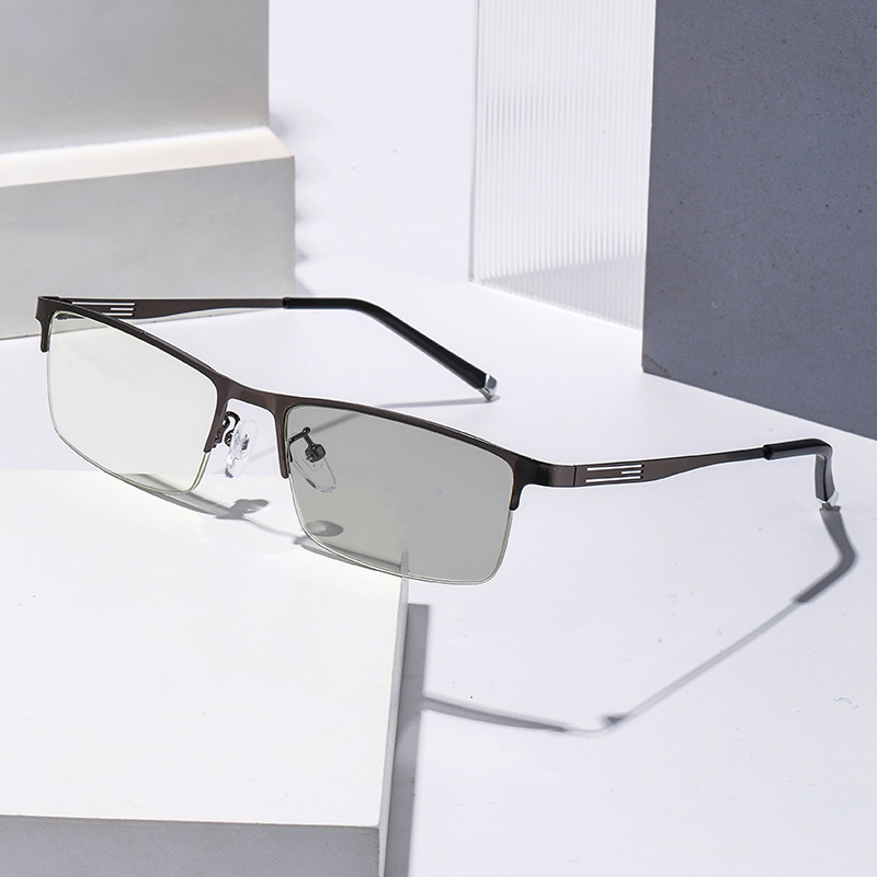 ULTRA-LIGHT METAL SEMI-RIMLESS PHOTOCHROMIC MULTIFOCAL READING GLASSES