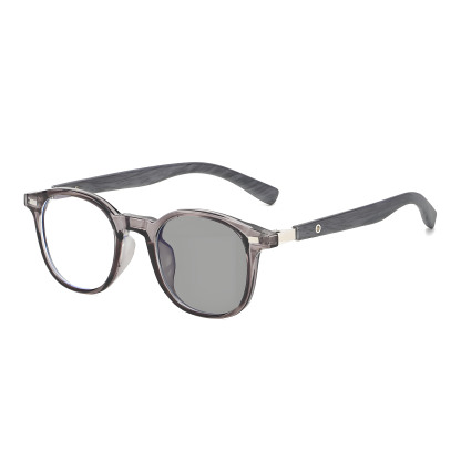 ROUND-FRAME, RETRO WOOD-GRAIN, PHOTOCHROMIC MULTIFOCAL GLASSES