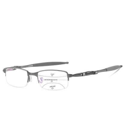 SPRING-LOADED SEMI-RIMLESS PHOTOCHROMIC MULTIFOCAL READING GLASSES