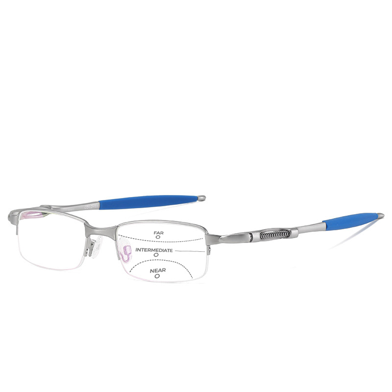 SPRING-LOADED SEMI-RIMLESS PHOTOCHROMIC MULTIFOCAL READING GLASSES
