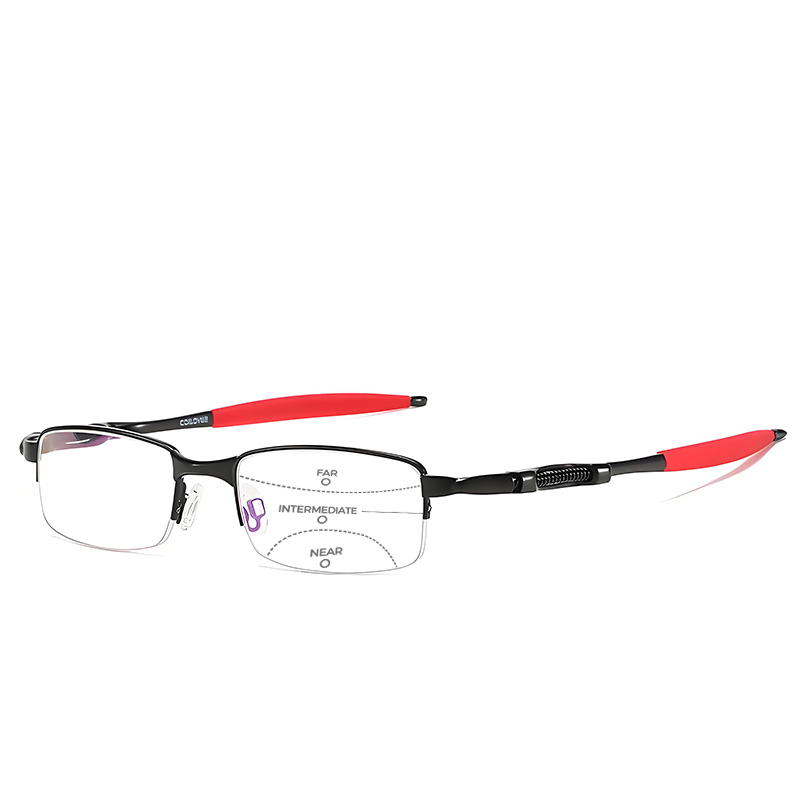 SPRING-LOADED SEMI-RIMLESS PHOTOCHROMIC MULTIFOCAL READING GLASSES