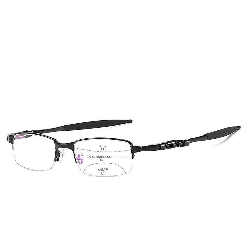 SPRING-LOADED SEMI-RIMLESS PHOTOCHROMIC MULTIFOCAL READING GLASSES