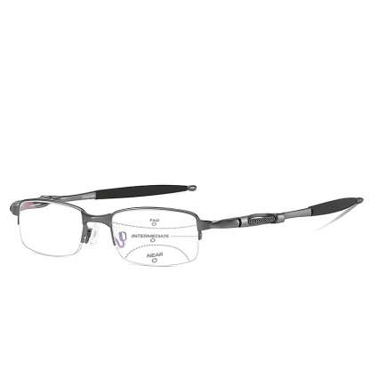SPRING-LOADED SEMI-RIMLESS PHOTOCHROMIC MULTIFOCAL READING GLASSES