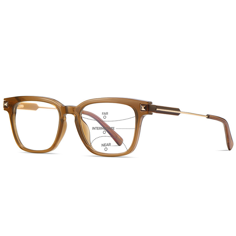 SQUARE METAL COLOR-CHANGING MULTIFOCAL READING GLASSES
