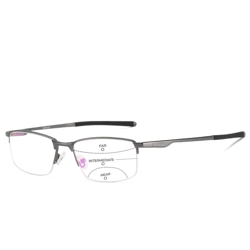 BUSINESS-STYLE SEMI-RIMLESS MINIMALIST PHOTOCHROMIC MULTIFOCAL READING GLASSES