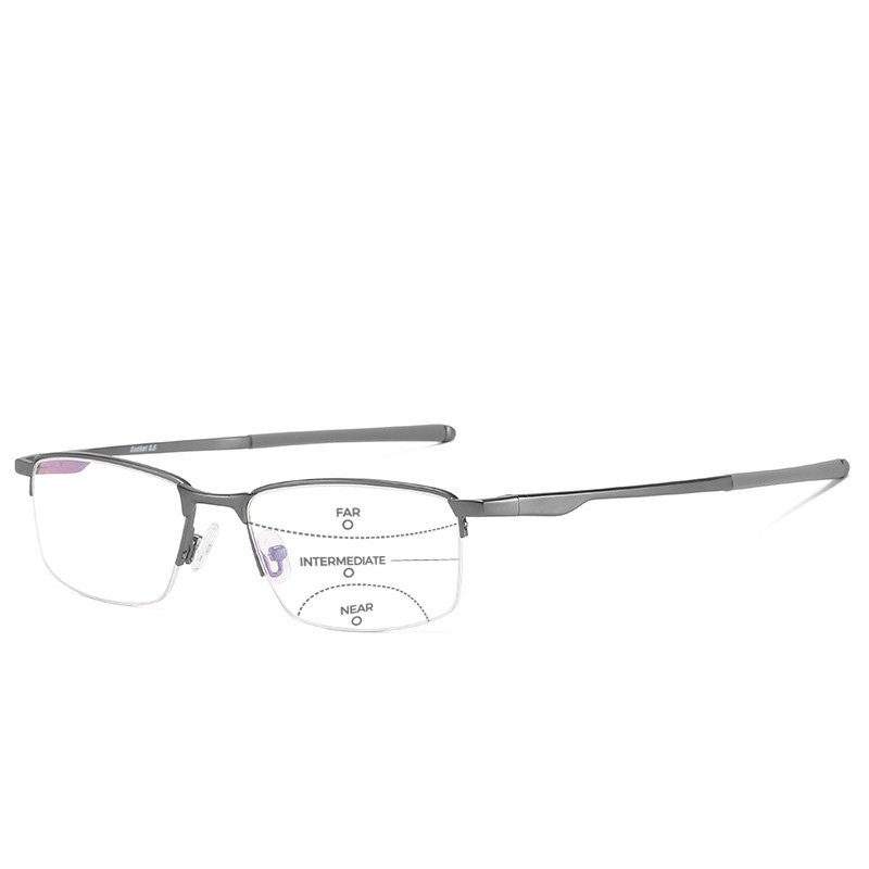BUSINESS-STYLE SEMI-RIMLESS MINIMALIST PHOTOCHROMIC MULTIFOCAL READING GLASSES