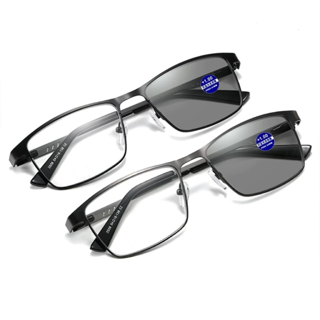 HALF-FRAME METAL SPRING FRAME COLOR-CHANGING MULTI-FOCAL READING GLASSES