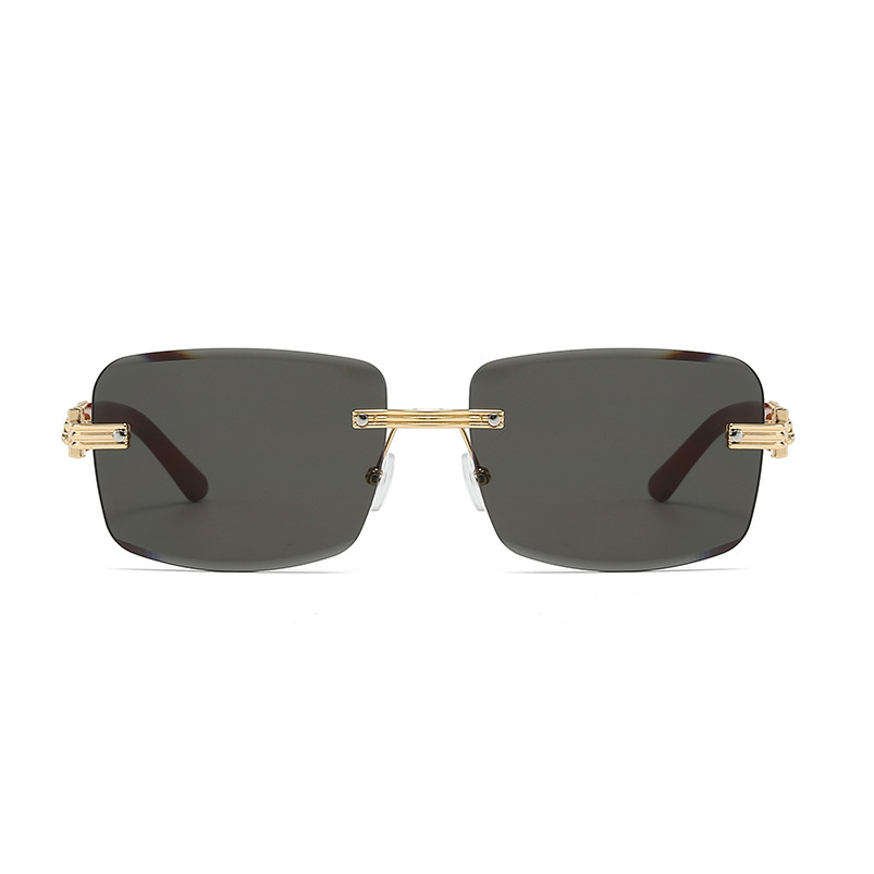 MEN’S RIMLESS SQUARE READING GLASSES WITH PANTHER DETAILS