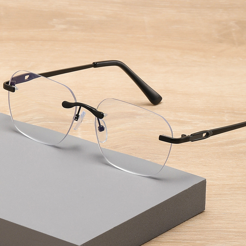FRAMELESS PURE TITANIUM COLOR-CHANGING BLUE LIGHT BLOCKING READING GLASSES