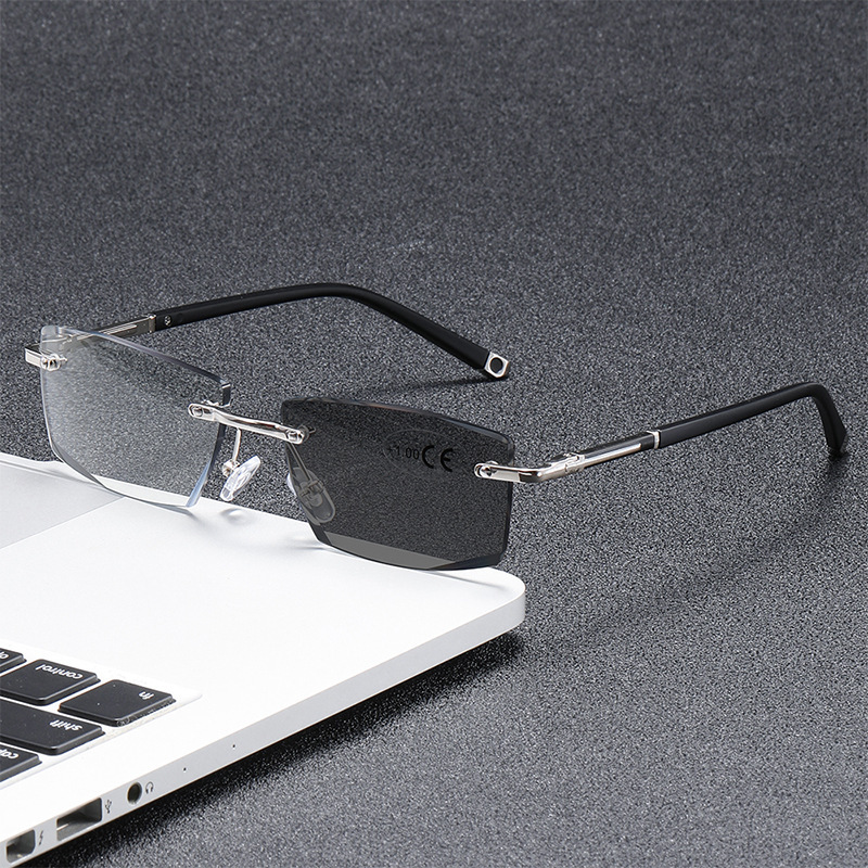 FRAMELESS BUSINESS PROGRESSIVE MULTIFOCAL PHOTOCHROMIC READING GLASSES