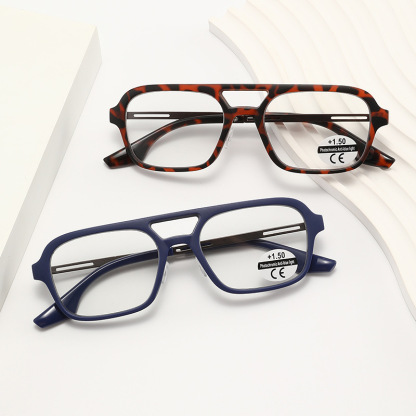 SIMPLE SQUARE FRAME BUSINESS ANTI-BLUE LIGHT PHOTOCHROMIC READING GLASSES
