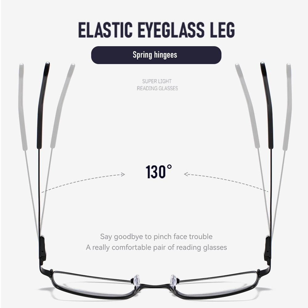 HALF-FRAME METAL SPRING FRAME COLOR-CHANGING MULTI-FOCAL READING GLASSES