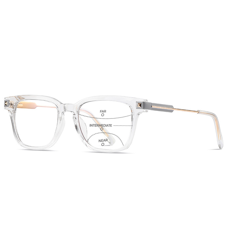 SQUARE METAL COLOR-CHANGING MULTIFOCAL READING GLASSES