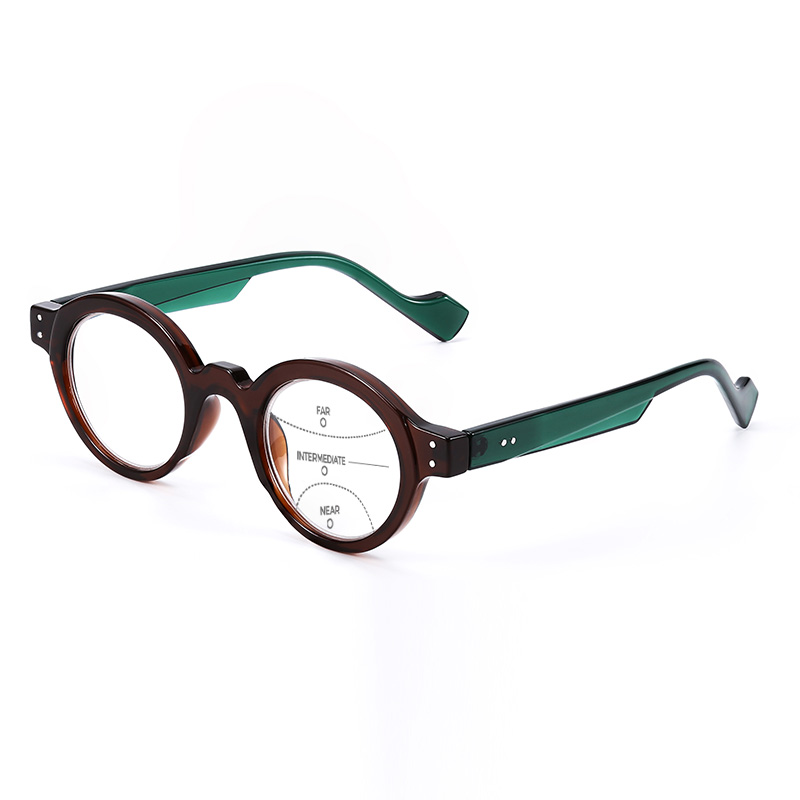 VINTAGE COLOR-BLOCK ROUND FRAME READING GLASSES