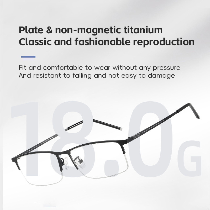 NON-MAGNETIC TITANIUM ULTRA-LIGHT CLASSIC HALF-FRAME READING GLASSES