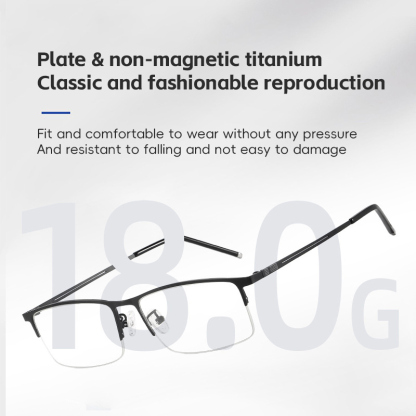 NON-MAGNETIC TITANIUM ULTRA-LIGHT CLASSIC HALF-FRAME READING GLASSES