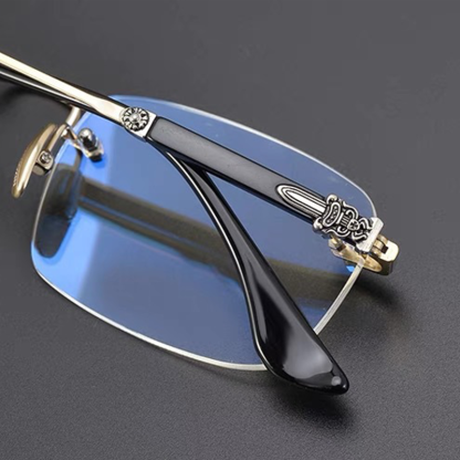 RETRO FRAMELESS BUSINESS ANTI-BLUE LIGHT READING GLASSES