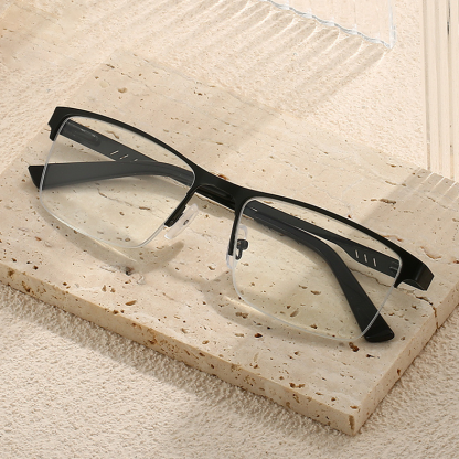 HALF-FRAME METAL TEXTURE ANTI-BLUE LIGHT READING GLASSES