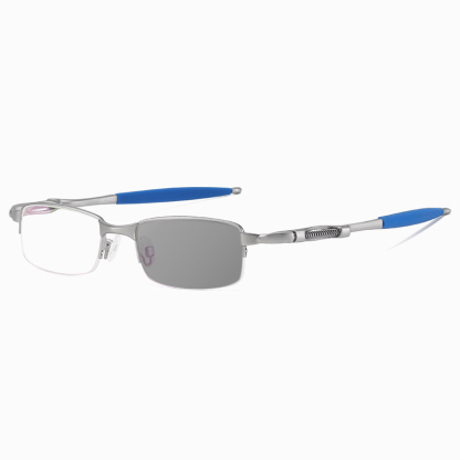SPRING-LOADED SEMI-RIMLESS PHOTOCHROMIC MULTIFOCAL READING GLASSES