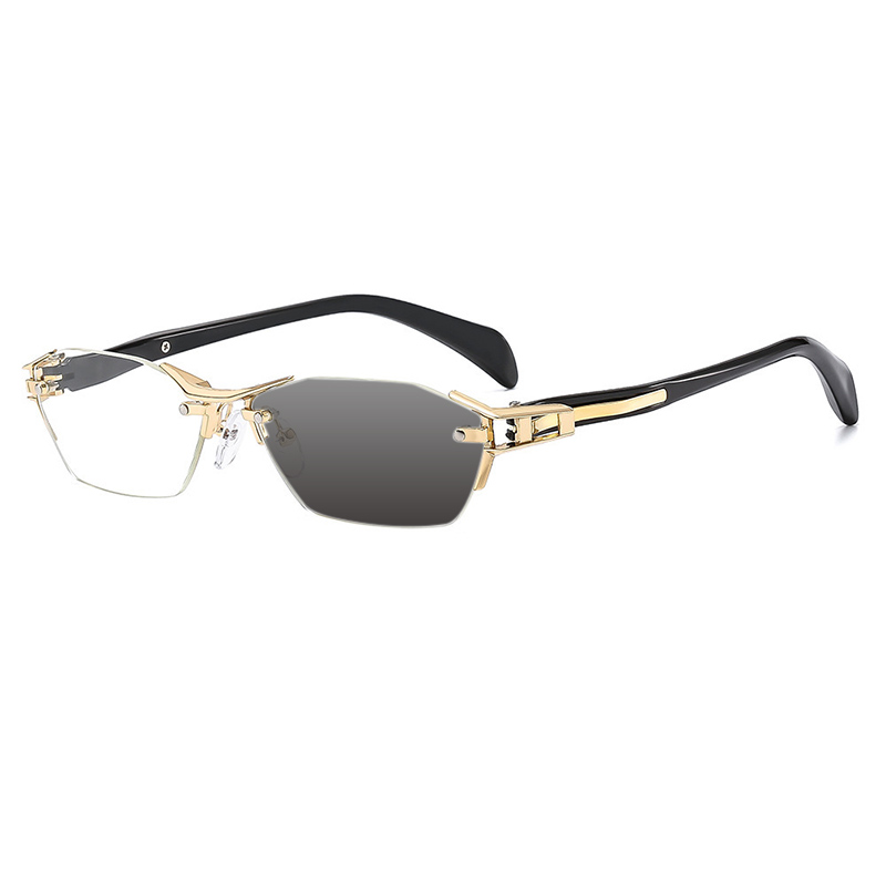 RETRO FRAMELESS METAL COLOR CHANGING READING GLASSES