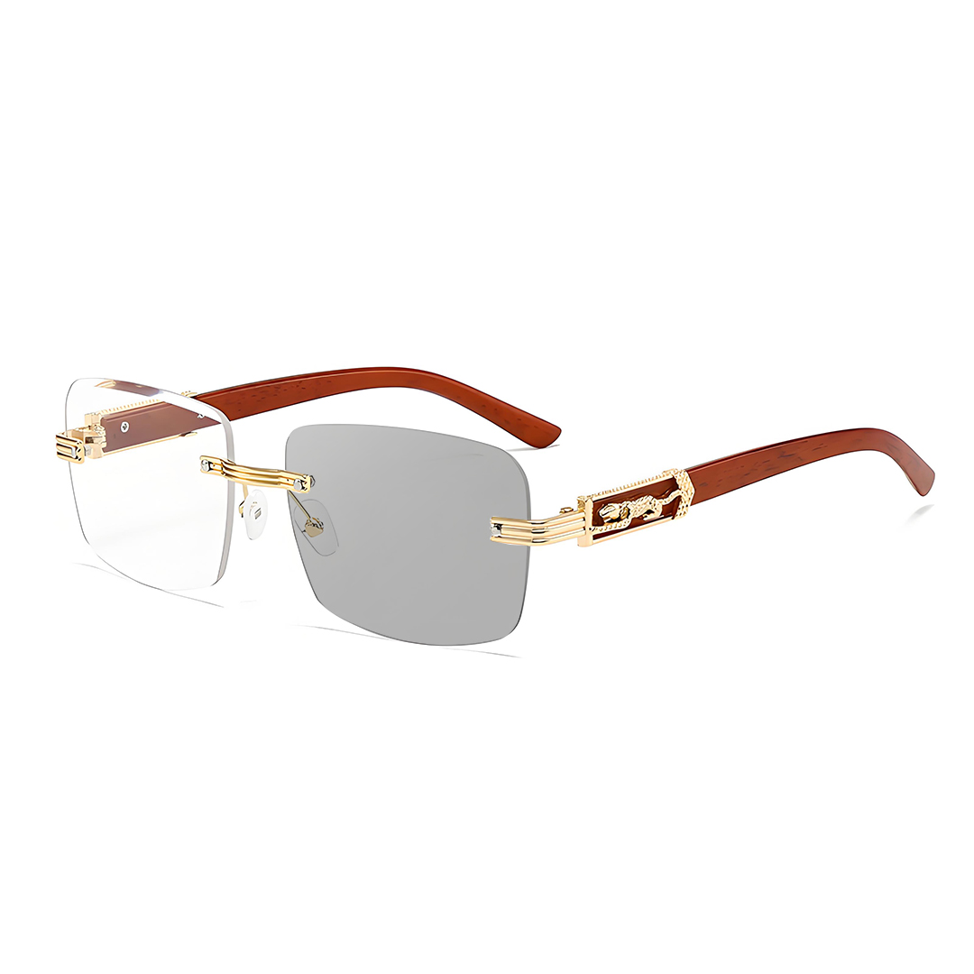 MEN’S RIMLESS SQUARE READING GLASSES WITH PANTHER DETAILS
